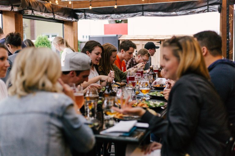 People eating and having fun