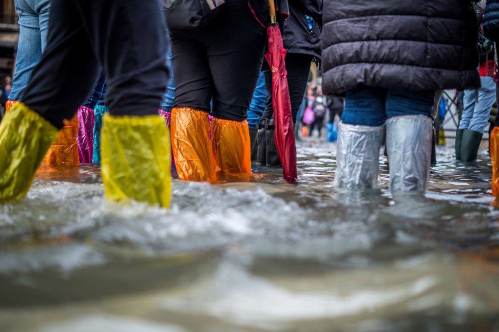 Boot in the water. Working in these conditions increases the likelihood of Damp illnesses