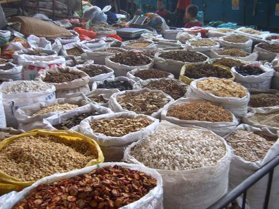 Chinese herbs in Xian market