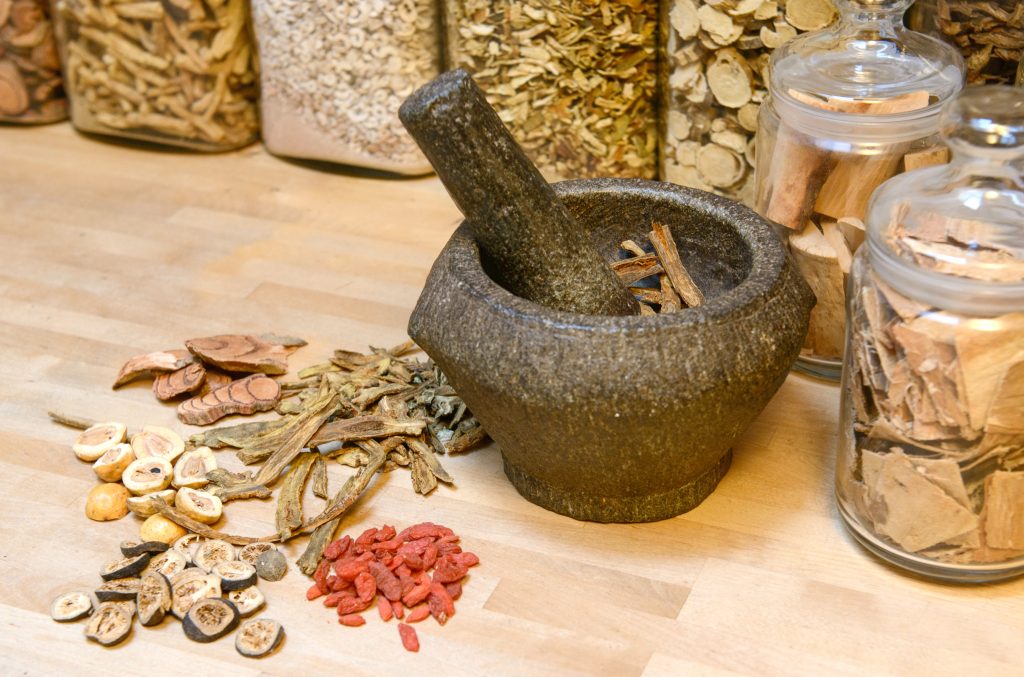 Chinese herbs making a prescription