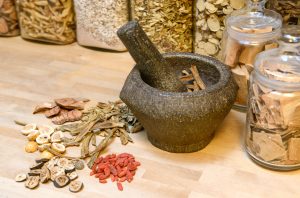 Chinese herbs making a prescription