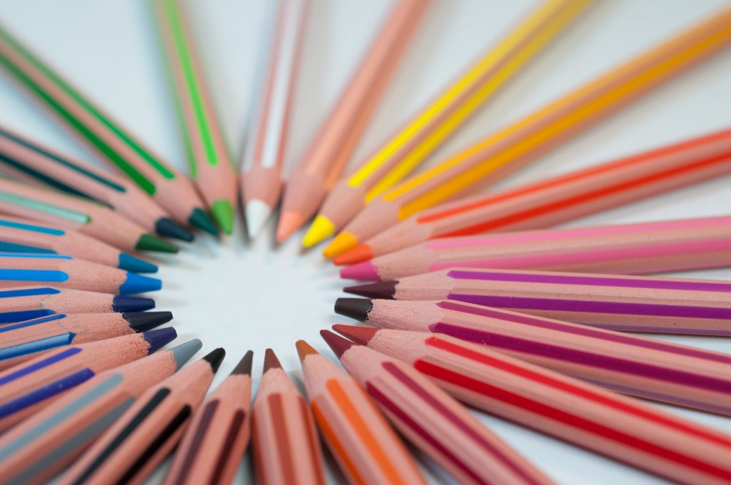 Assorted-color pencils. There are many kinds of acupuncture points.