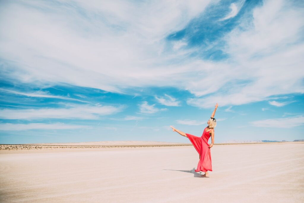 man dancing road